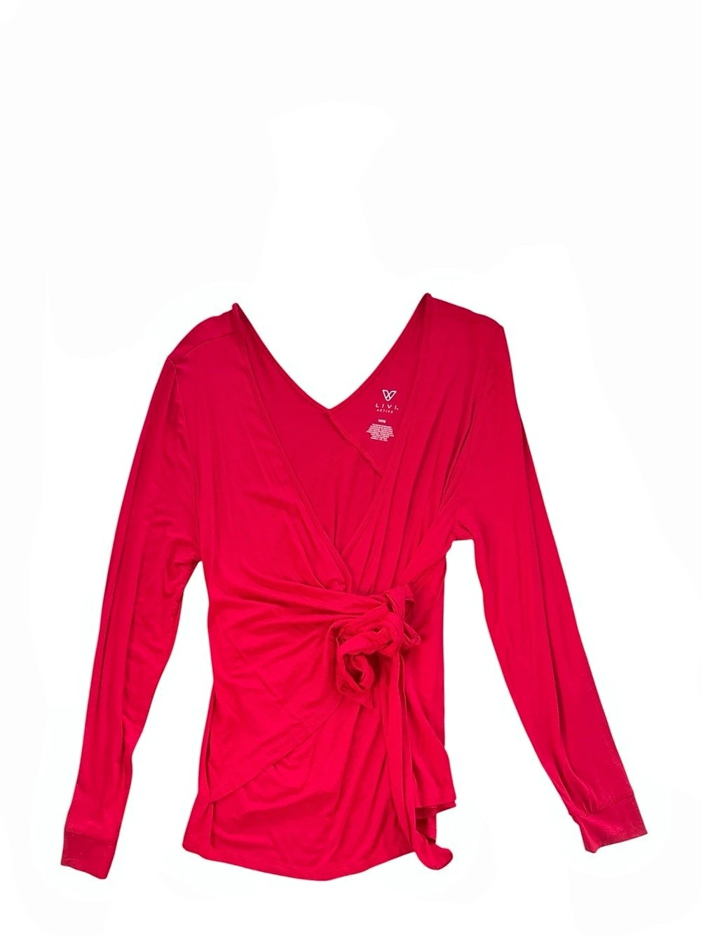 LIVI Active Tie-Front Long Sleeve Red Size 14/16 NWT